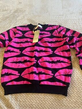 Hot Pink Lip Print Sweater
